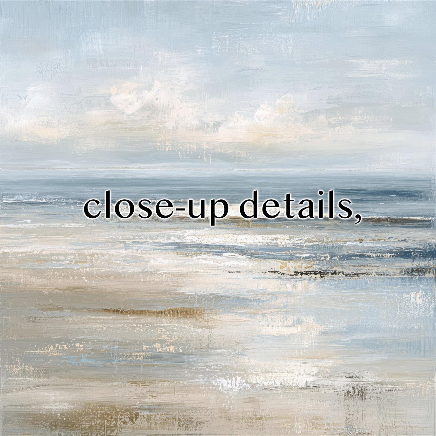 The image is a painting of a serene landscape with a cloudy sky and a body of water.