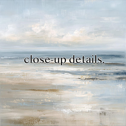 The image is a painting of a serene landscape with a cloudy sky and a body of water.
