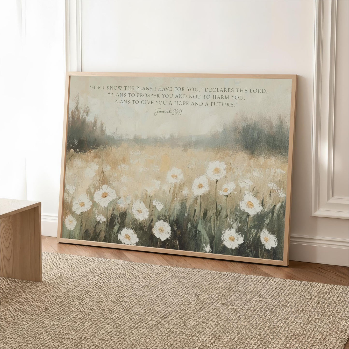 I Know the Plans I Have For You Wall Art, Wildflower Field Landscape, Bible Verse, Jeremiah 29:11 Scripture