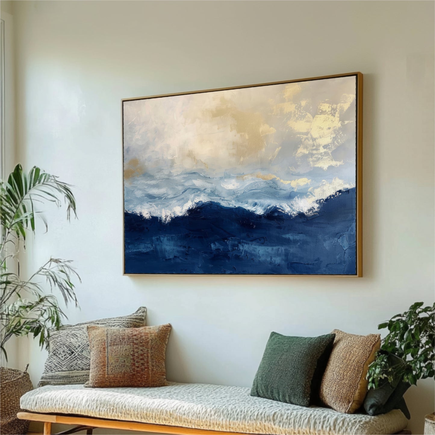 "Deep Blue Sea" Abstract Navy Blue Gold Ocean Art