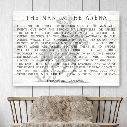 a quote by Theodore Roosevelt, a famous American president, displayed on a wall.