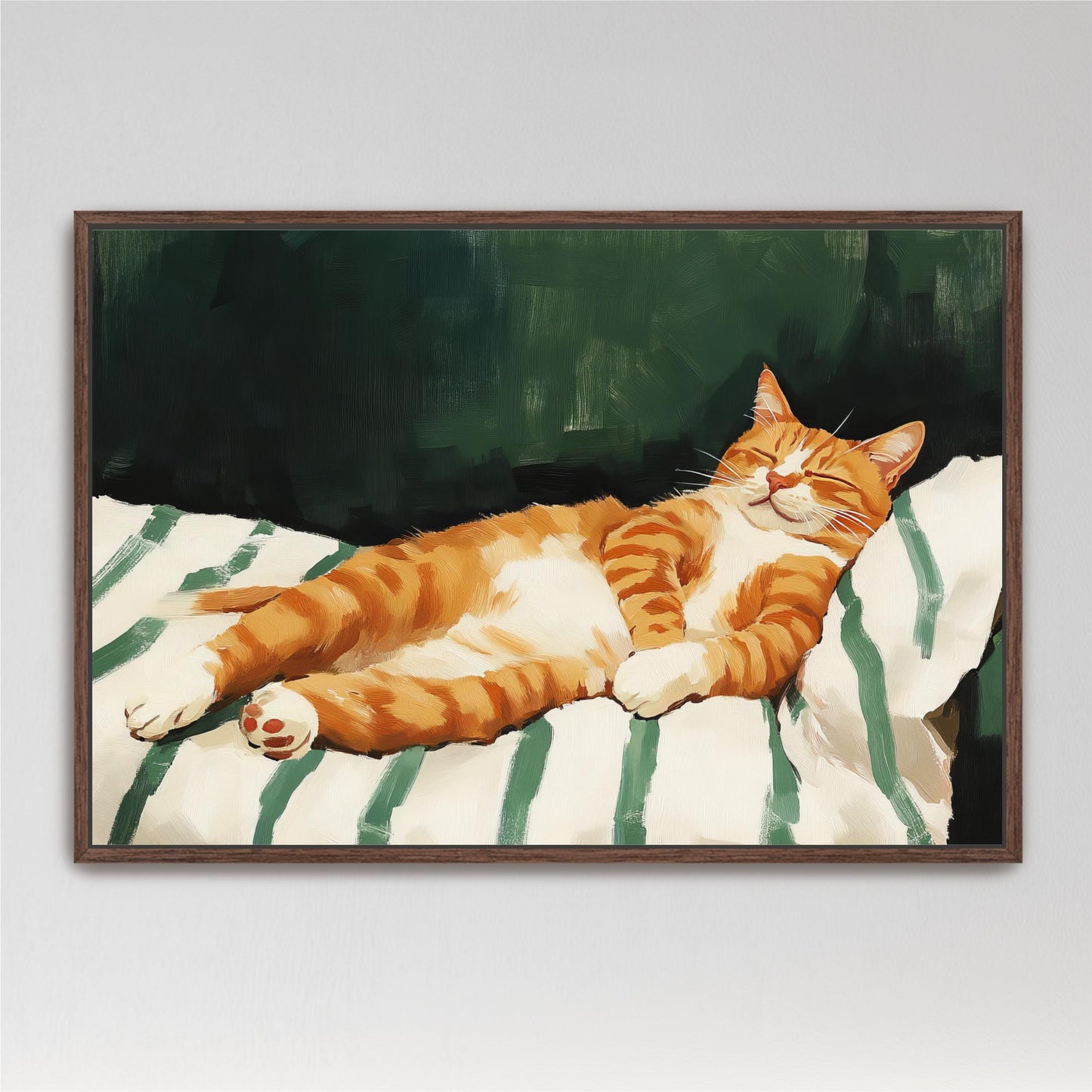 a painting of a cat laying on a blanket