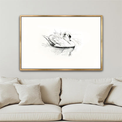 "Swan Sketch" Vintage Print
