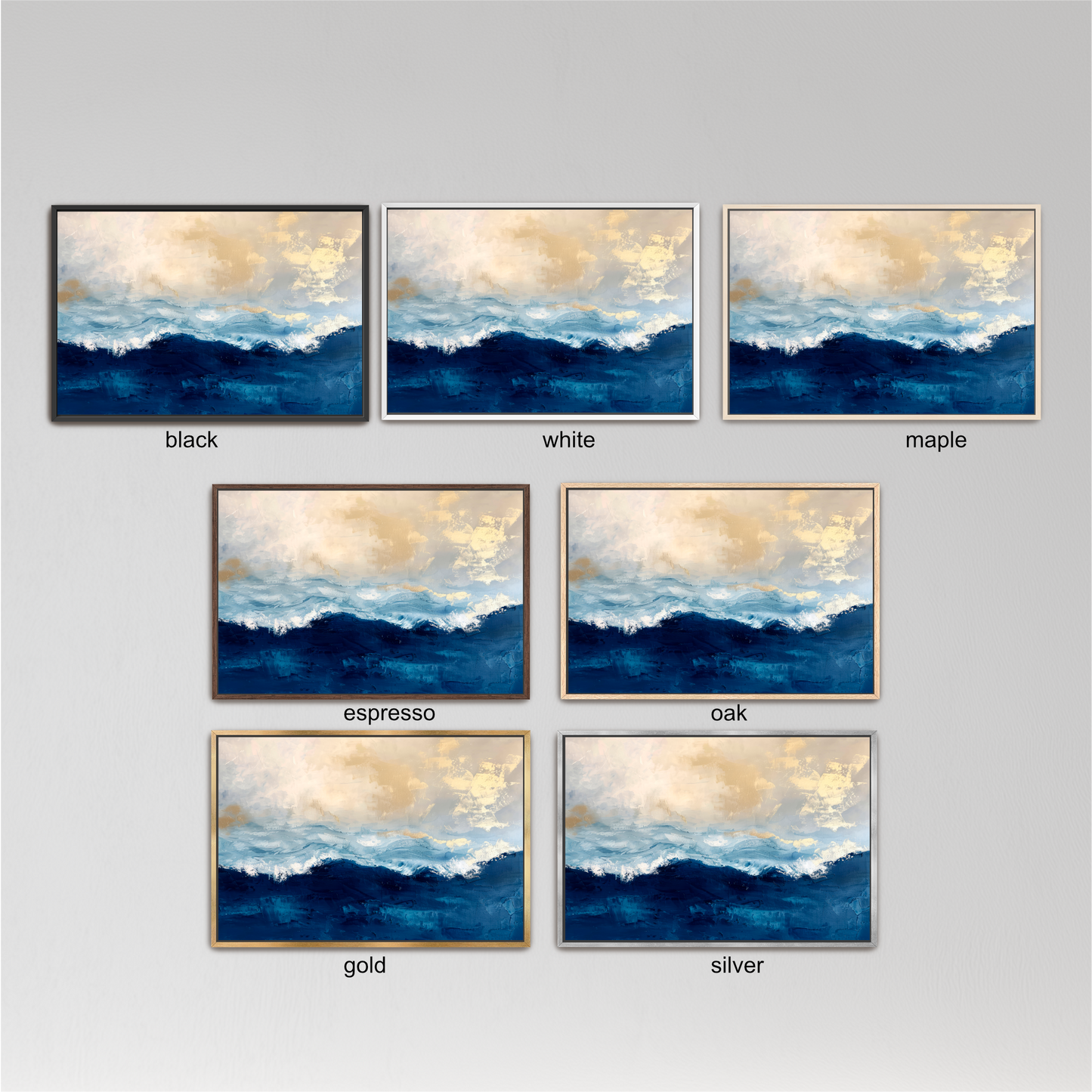 "Deep Blue Sea" Abstract Navy Blue Gold Ocean Art