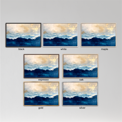 "Deep Blue Sea" Abstract Navy Blue Gold Ocean Art