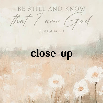 Be Still and Know that I am God, Psalm 46:10 Scripture Artwork, Landscape Field Wildflowers Framed Painting Canvas Print Shipped Farmhouse