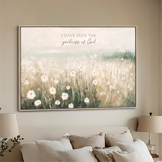 Goodness of God Wall Art: Wildflower Coastal Landscape, Christian Decor