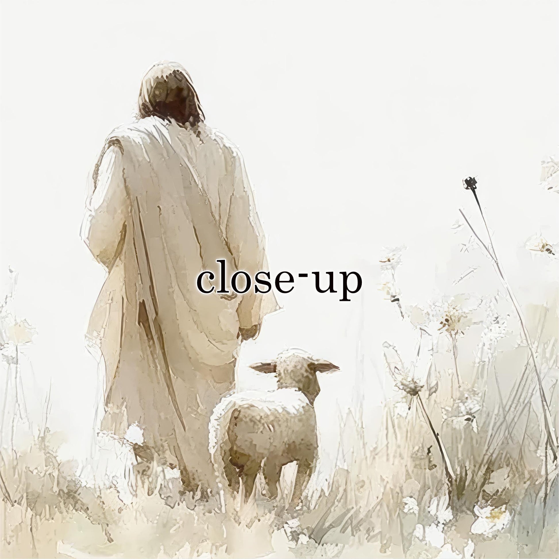 Jesus Leaving the 99 Art: Christian Floral Landscape Framed Canvas