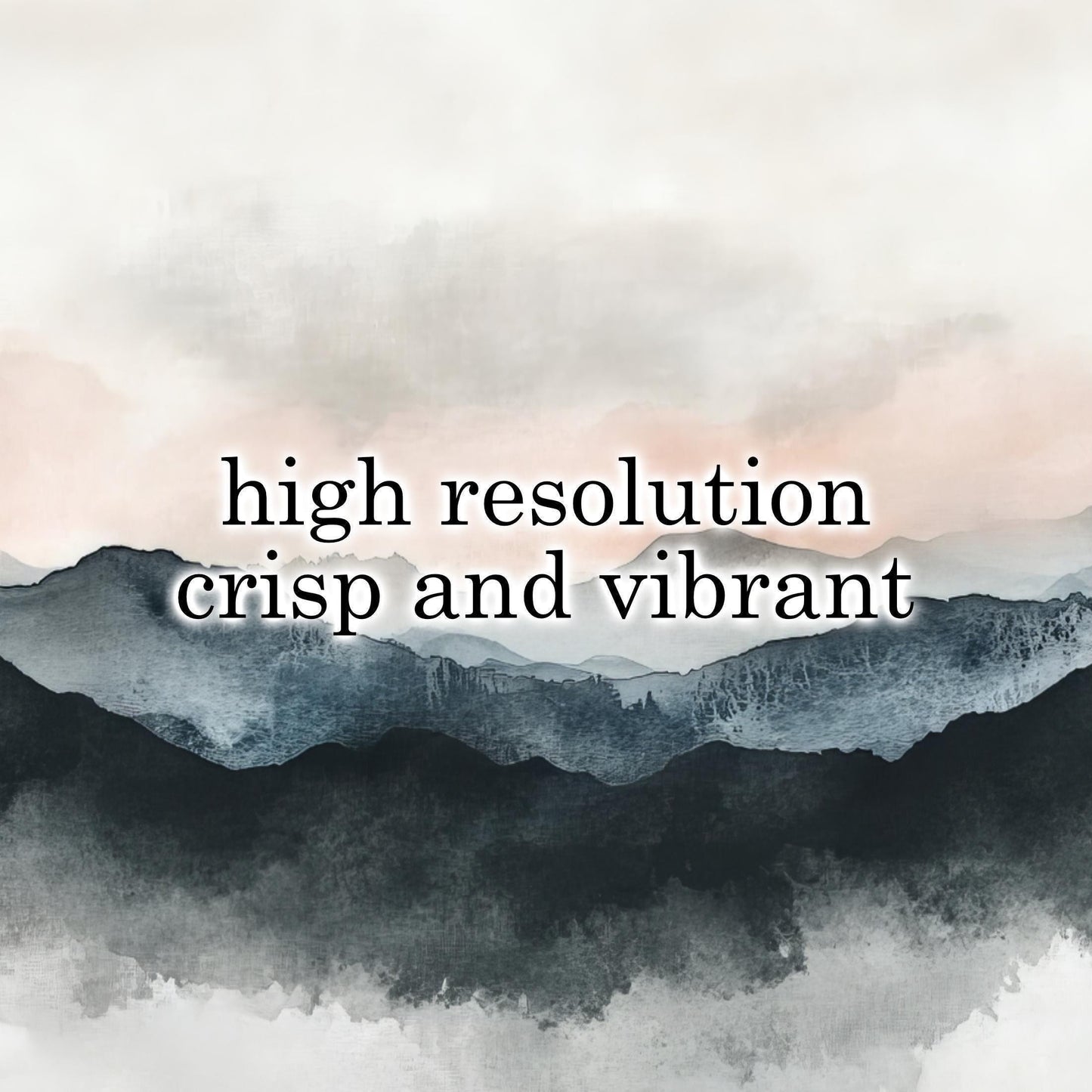 Landscape Framed Canvas Art, Panoramic Aesthetic Mountain Fog Painting Large Artwork, Calming Over the Bed Wall Art Picture Pink Blue