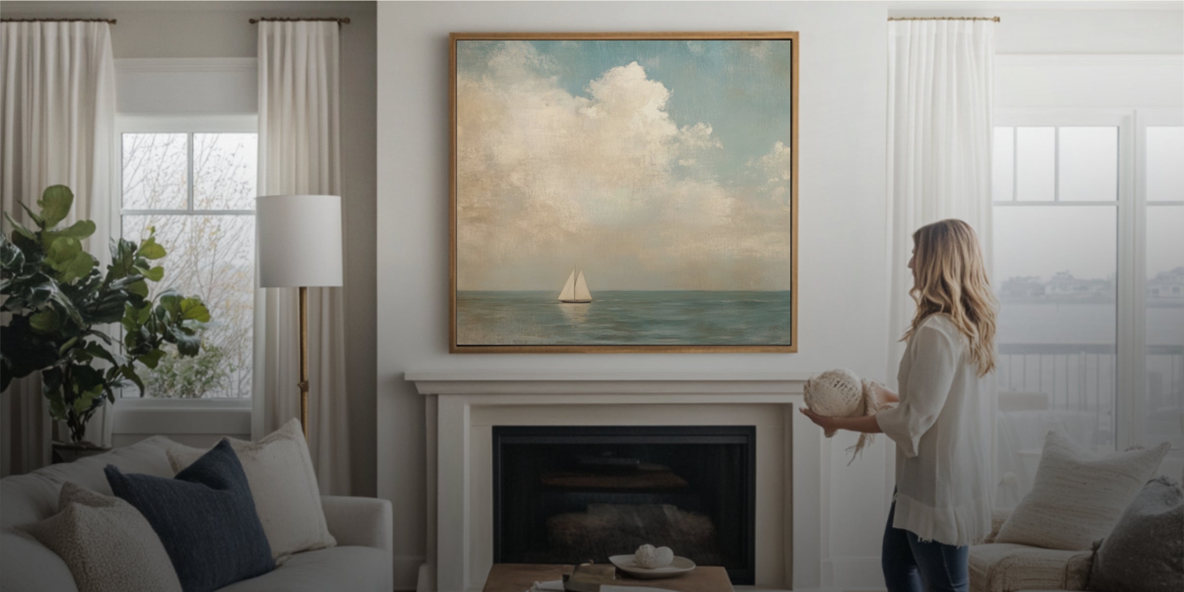 coastal art vintage sailboat
