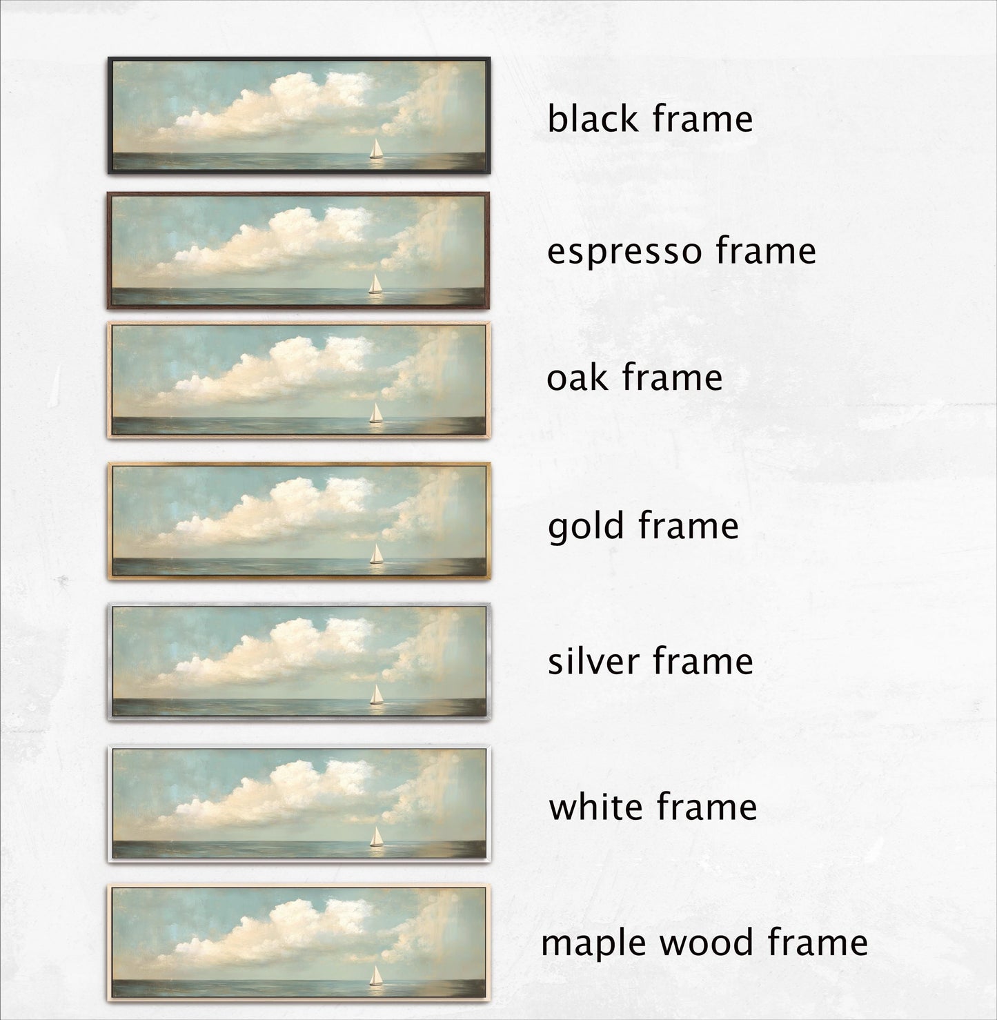 Sailboat Art Vintage Neutral Colors Horizontal Framed Coastal Artwork, Nautical Decor, Ocean Seascape Painting Living Room Beach House