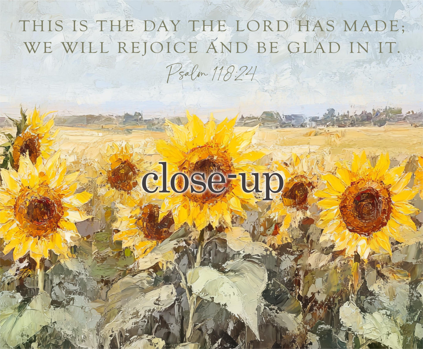 Scripture Art, Landscape Field SunFlowers Framed Painting Canvas Print, Floral This is the Day The Lord Has Made, Psalm 118 24 Bible Verse