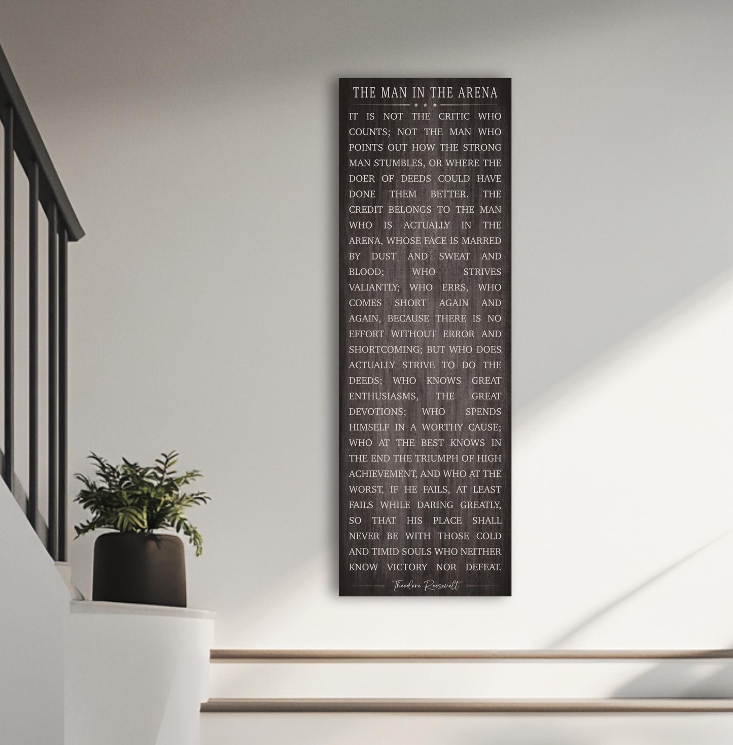 Theodore Roosevelt Quote Art: Man In The Arena Motivational Canvas