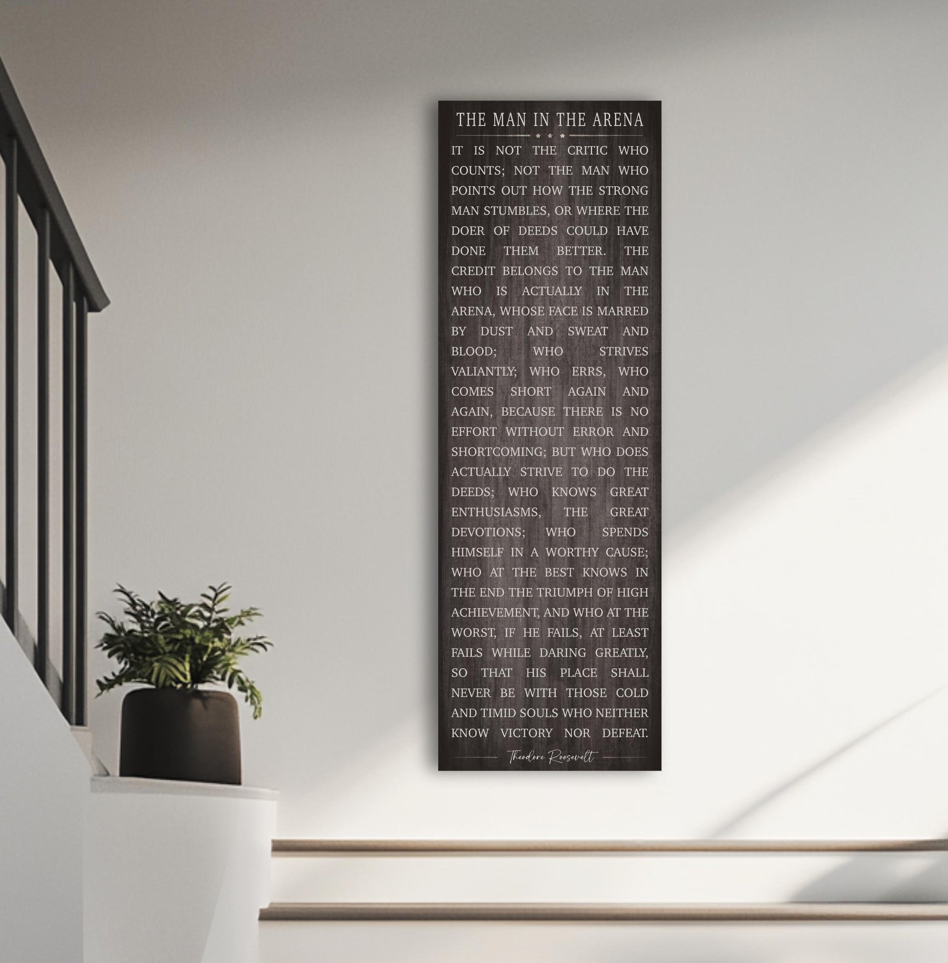 Theodore Roosevelt Quote Art: Man In The Arena Motivational Canvas