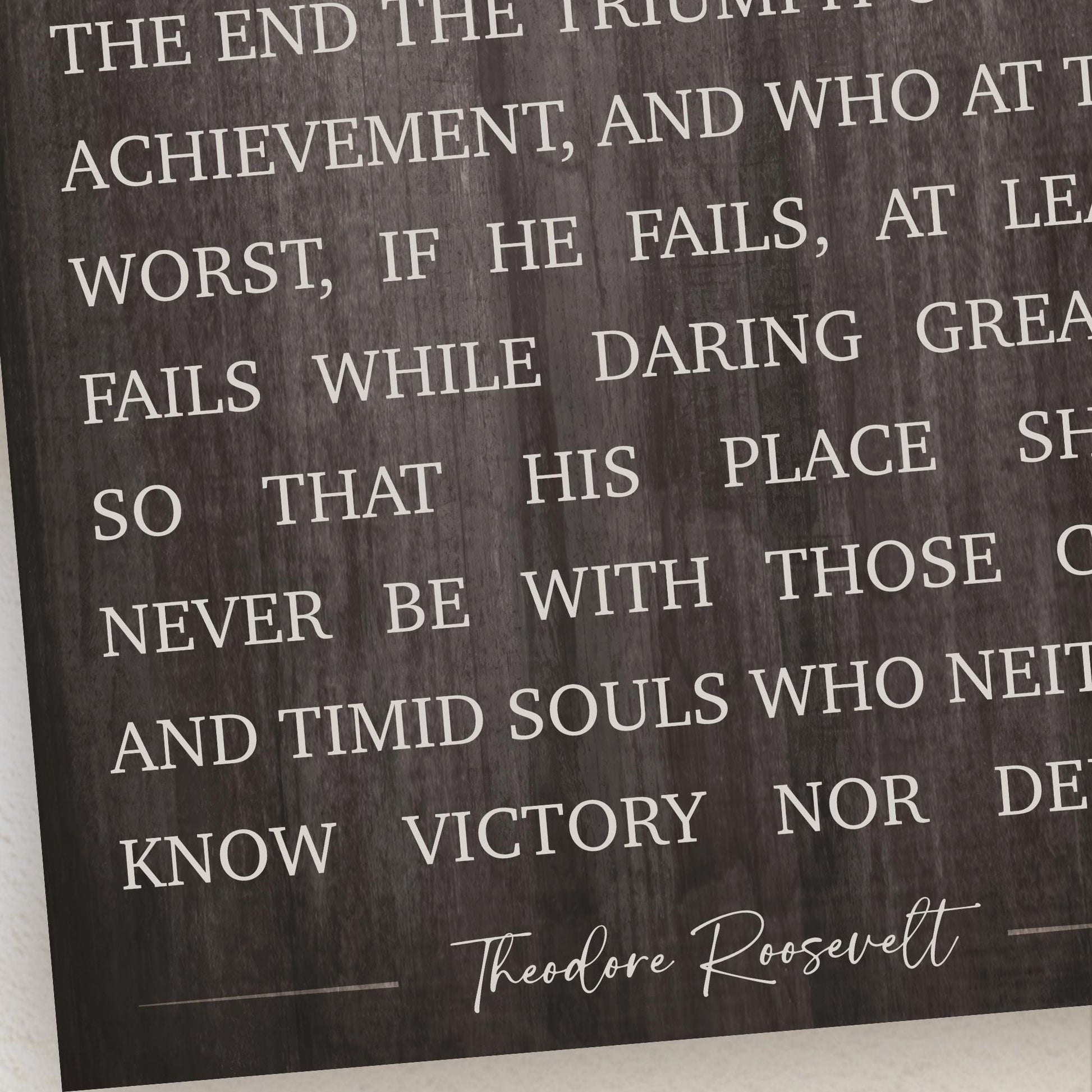 Theodore Roosevelt Quote Art: Man In The Arena Motivational Canvas