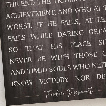 Theodore Roosevelt Quote Art: Man In The Arena Motivational Canvas
