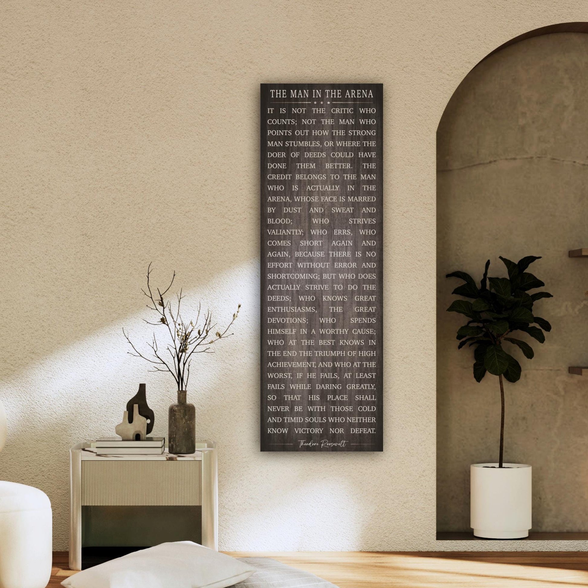 Theodore Roosevelt Quote Art: Man In The Arena Motivational Canvas