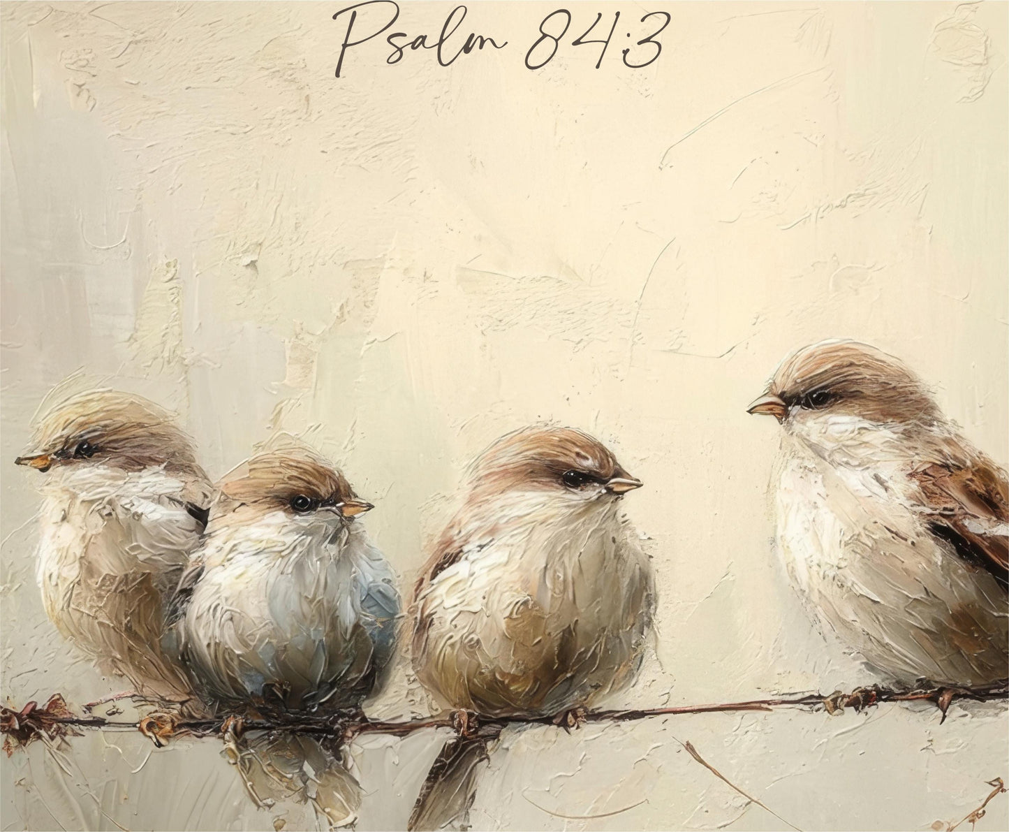 Vintage Birds Framed Art, Scripture Sparrows, Neutral Artwork, Vintage Look Digital Oil Painting Christian Art Bible Verse