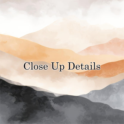 The image is a watercolor painting of mountains with a text overlay that reads "Close Up Details".