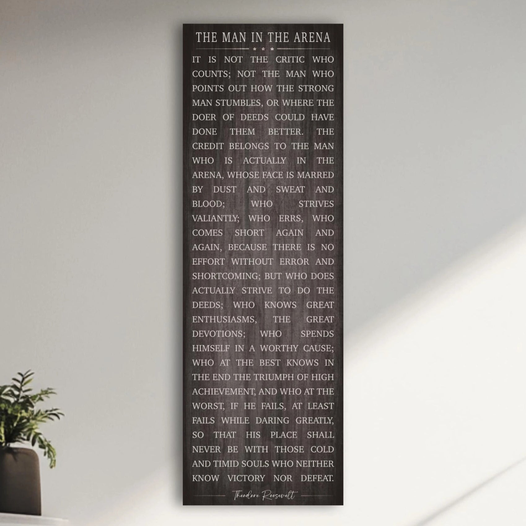 Theodore Roosevelt Quote Art: Man In The Arena Motivational Canvas
