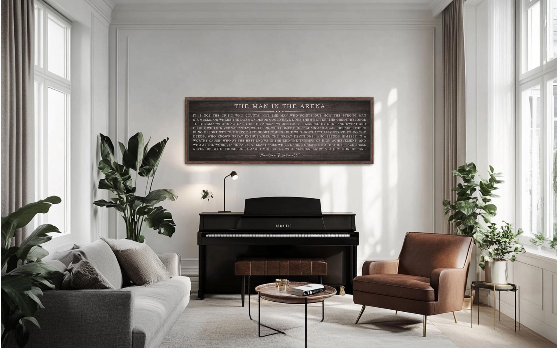 a living room filled with furniture and a piano