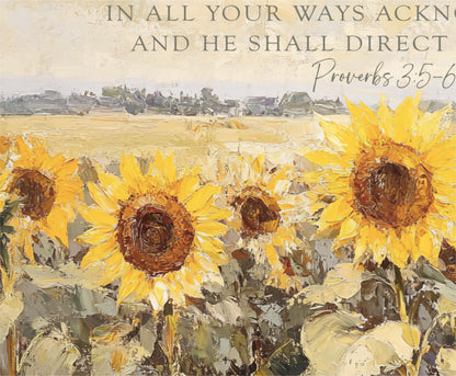 a painting of sunflowers with a bible verse