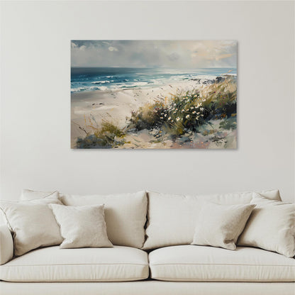 a painting on a wall above a couch