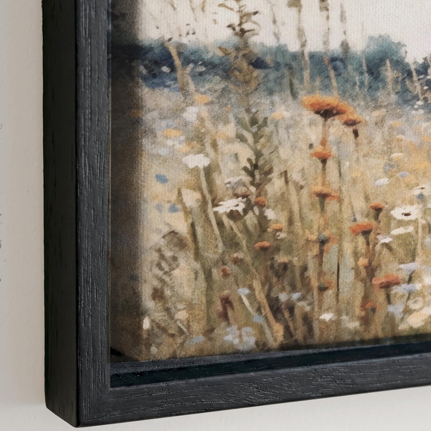The image is a painting of a field with tall grass and flowers, depicting a serene and natural landscape.