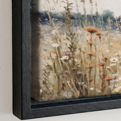 The image is a painting of a field with tall grass and flowers, depicting a serene and natural landscape.