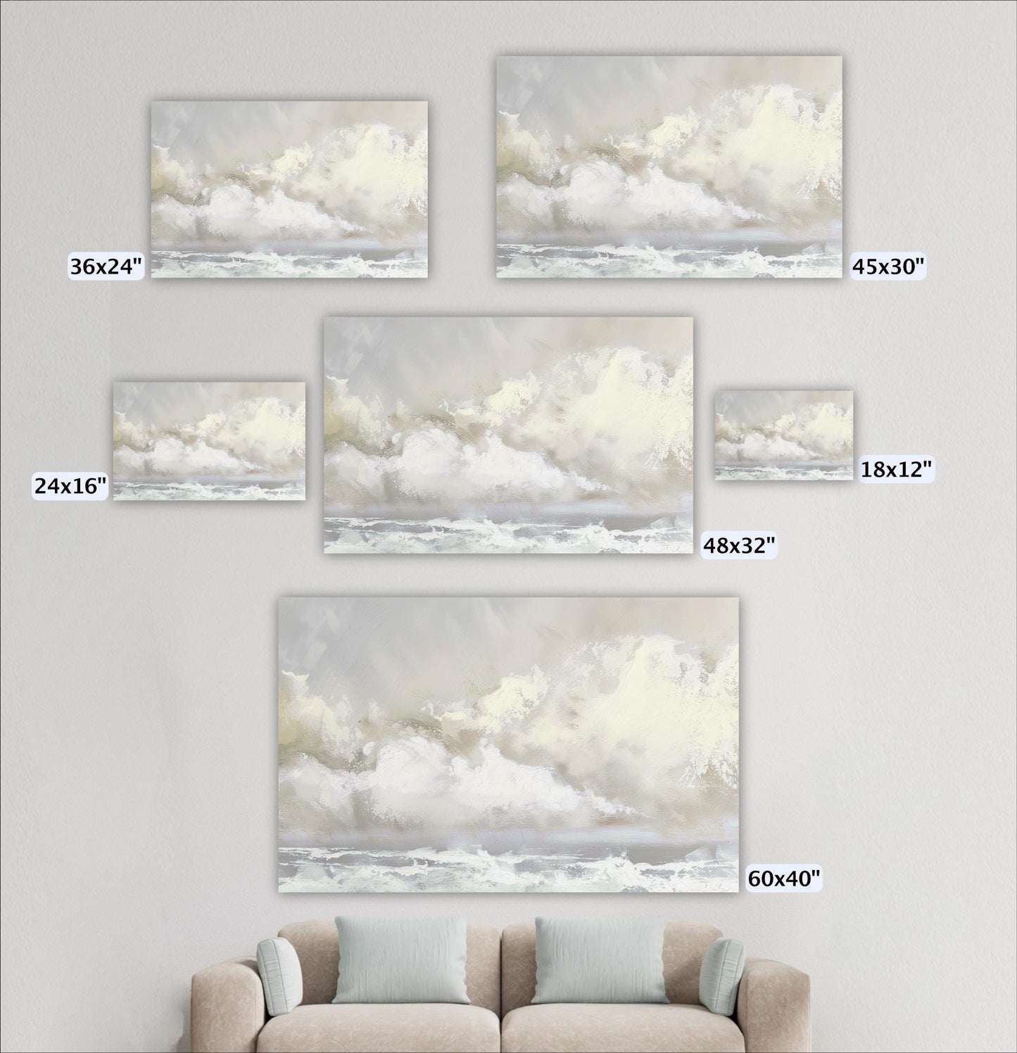a couch sitting in front of a white wall