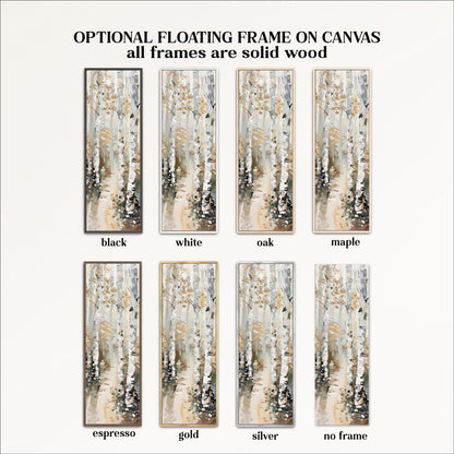a collection of eight framed artworks, each with a different color and frame style, arranged in a grid format.