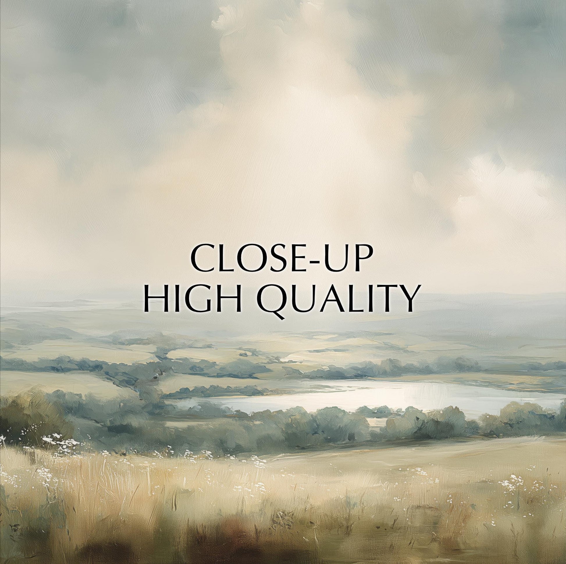 a serene landscape with a lake and rolling hills, conveying a sense of tranquility and high quality.