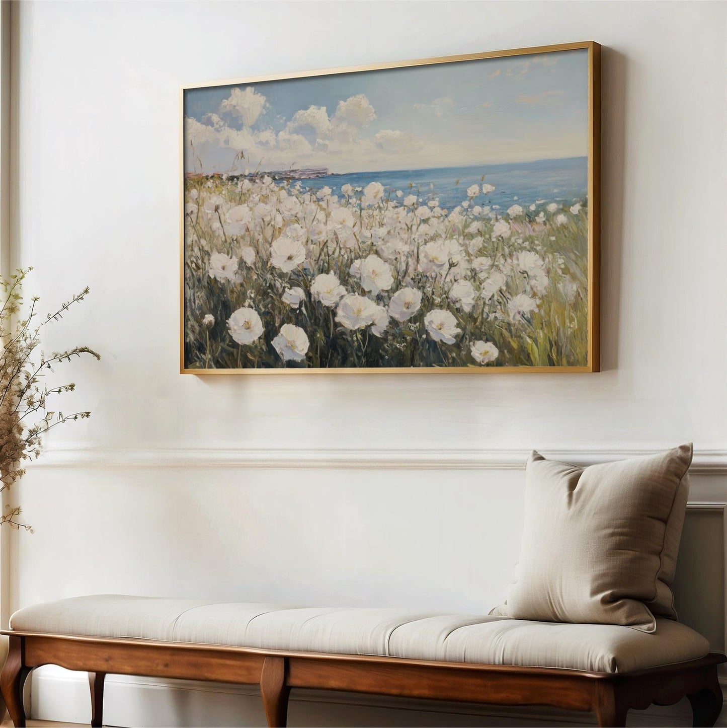 Coastal Wildflower Field Canvas Art
