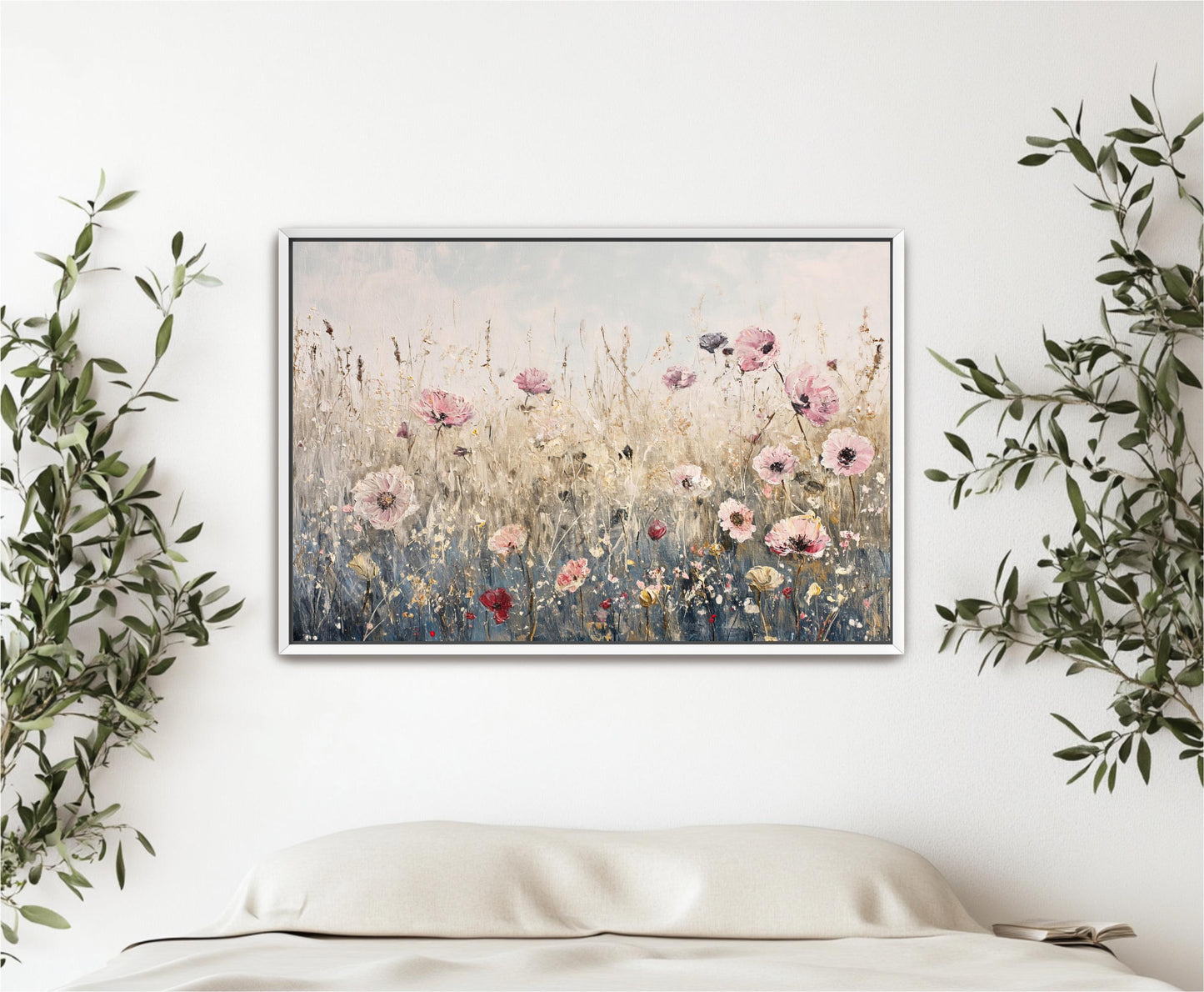 Pink Wildflowers Landscape Art