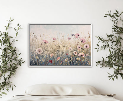 Pink Wildflowers Landscape Art