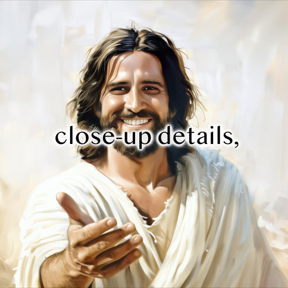 a smiling man with long hair and a beard, wearing a white robe.