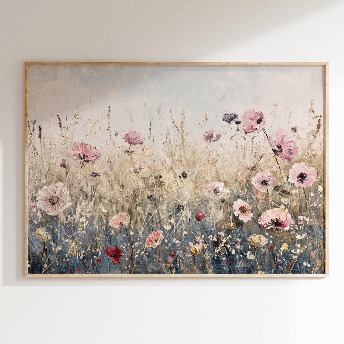 Pink Wildflowers Landscape Art