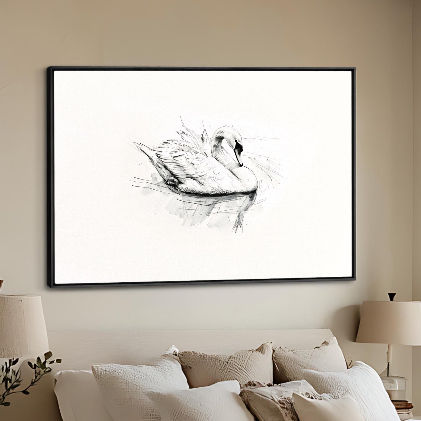 "Swan Sketch" Vintage Print