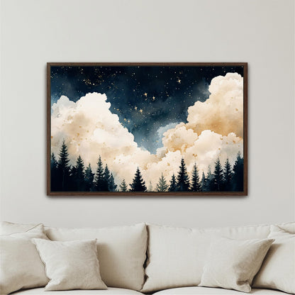 a living room with a couch and a painting on the wall
