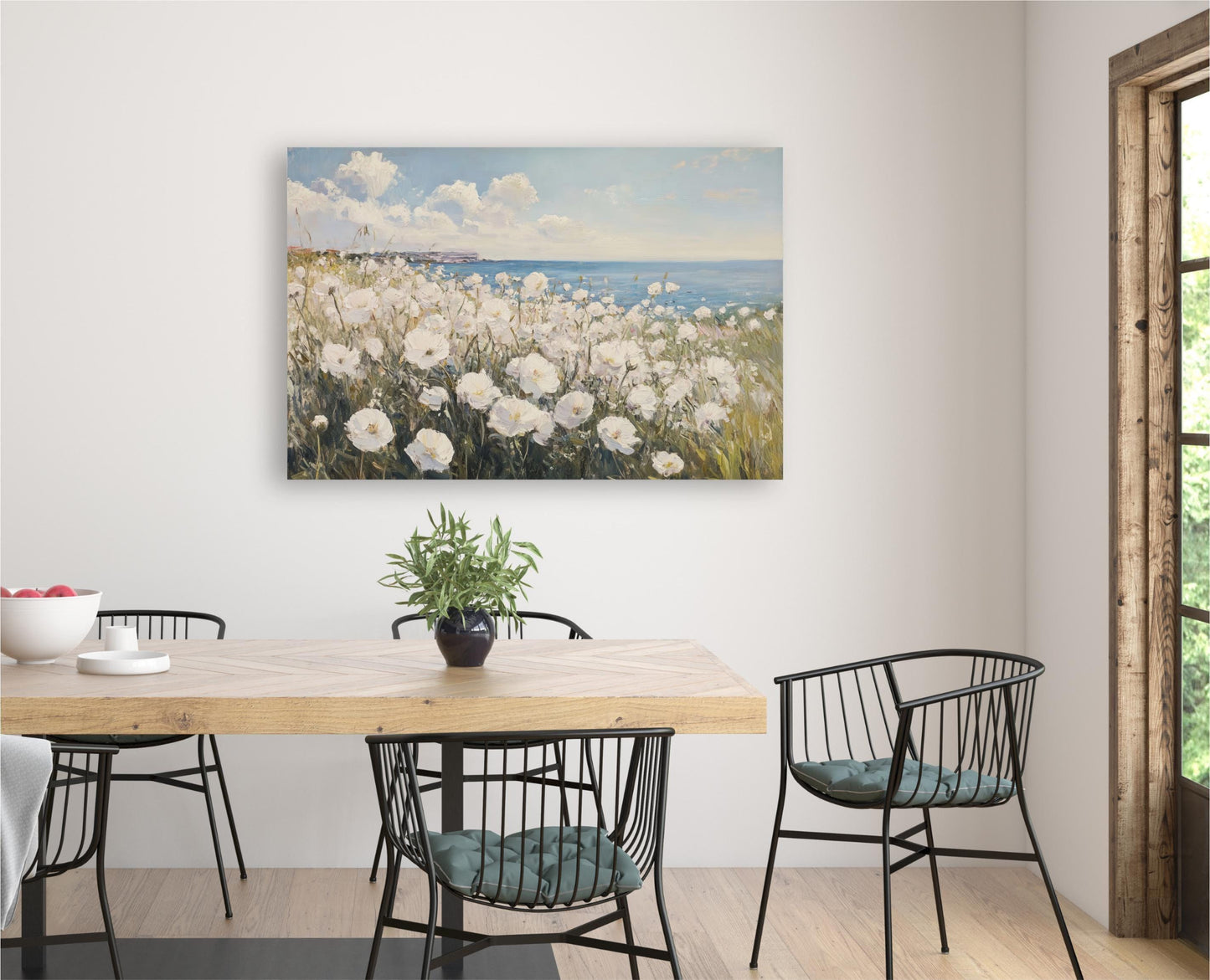 Coastal Wildflower Field Canvas Art