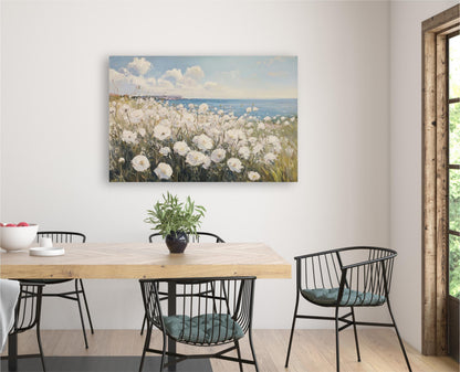 Coastal Wildflower Field Canvas Art
