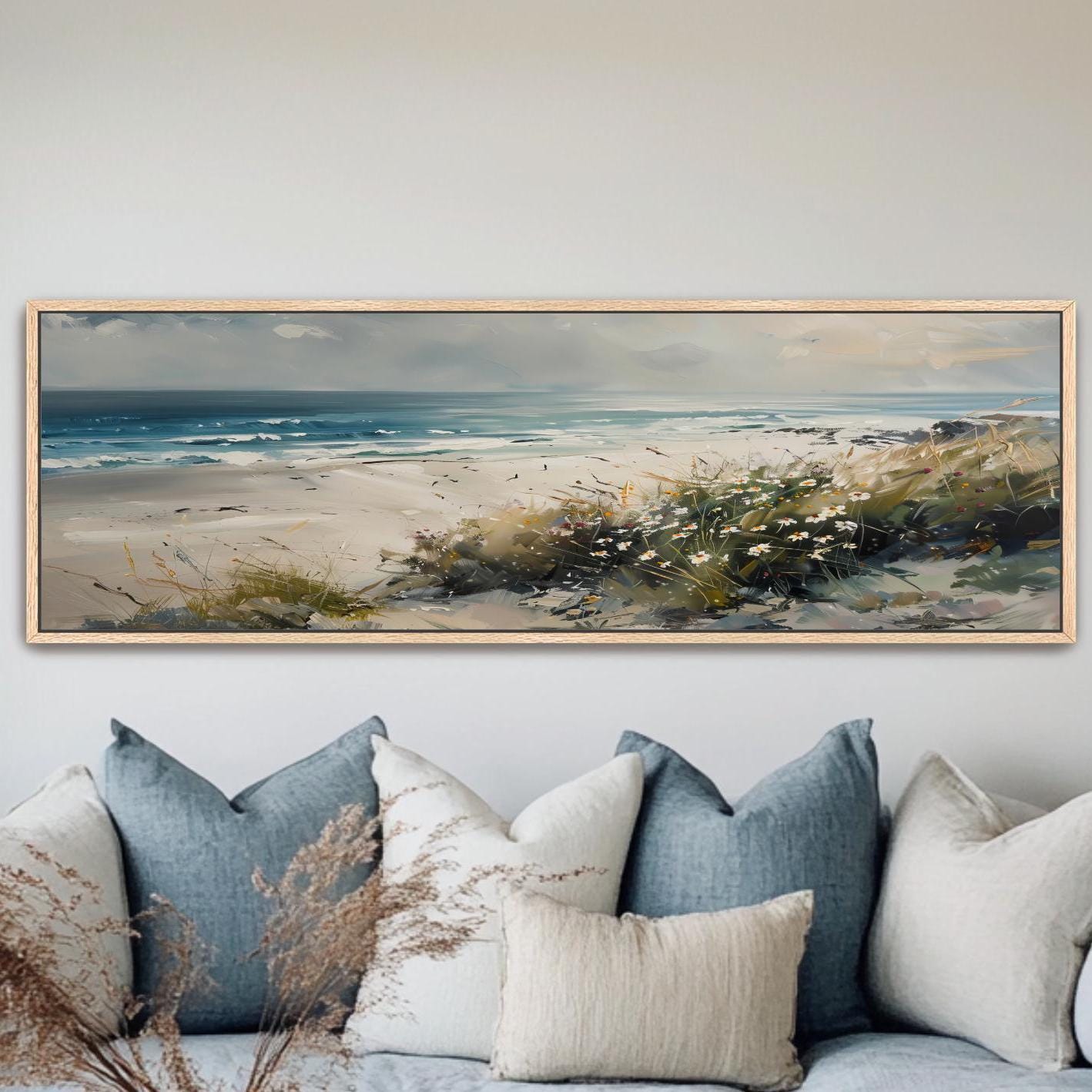 Coastal Wildflower Panoramic Seascape Art
