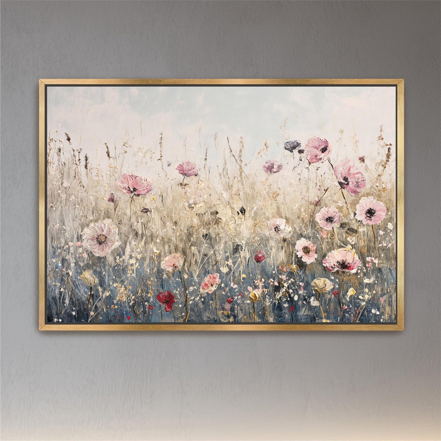 Pink Wildflowers Landscape Art