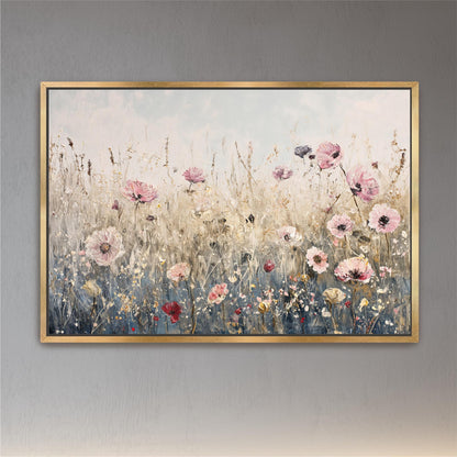 Pink Wildflowers Landscape Art