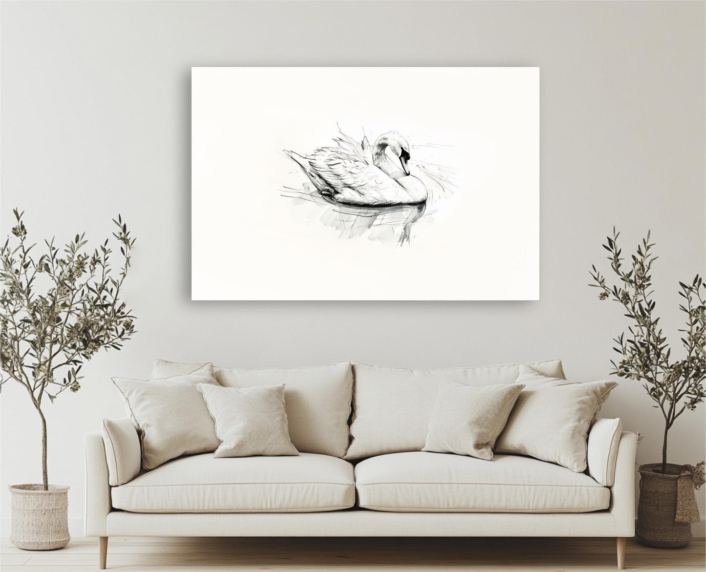 "Swan Sketch" Vintage Print