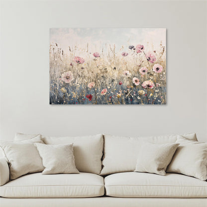 Pink Wildflowers Landscape Art