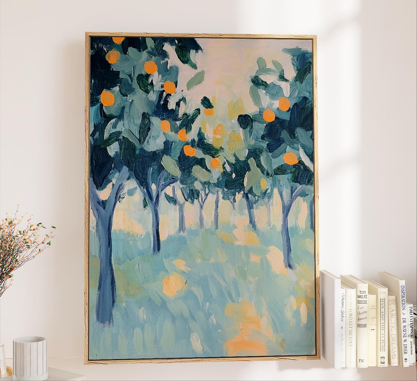 Orange Grove Abstract Wall Art

Portrait Art in Green, Blue, Orange -vModern Minimalist Pop of Color,&nbsp;Henri Matisse Inspired

A modern abstract orange grove in the style of Henri Matisse, featuring colors of muted teal, blue, green and orange. &nbsp;This piece brings a gentle pop of color to any room - kitchen, bedroom, bathroom, living room or office space.