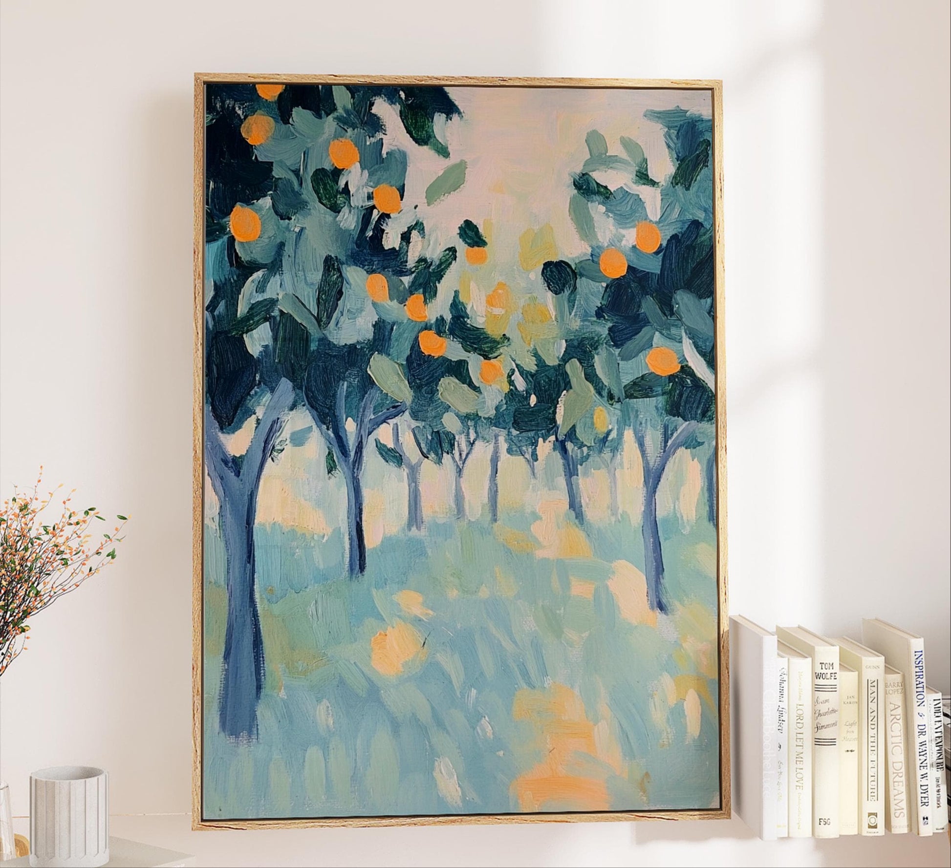 Orange Grove Abstract Wall Art

Portrait Art in Green, Blue, Orange -vModern Minimalist Pop of Color,&nbsp;Henri Matisse Inspired

A modern abstract orange grove in the style of Henri Matisse, featuring colors of muted teal, blue, green and orange. &nbsp;This piece brings a gentle pop of color to any room - kitchen, bedroom, bathroom, living room or office space.