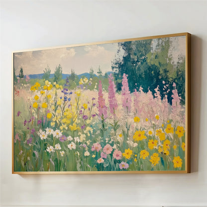 Wildflower Meadow Landscape Wall Art - Colorful Spring

This peaceful landscape features a field of colorful wildflowers with soft hills and trees in the distance. The gentle colors and painterly style create a calm, natural feel that works beautifully in many spaces.

Perfect for a living room, bedroom, hallway, or office, this artwork adds warmth and a touch of nature to your home.&nbsp;A beautiful piece of nature-inspired wall decor and a thoughtful gift for anyone who loves peaceful landscapes and flora