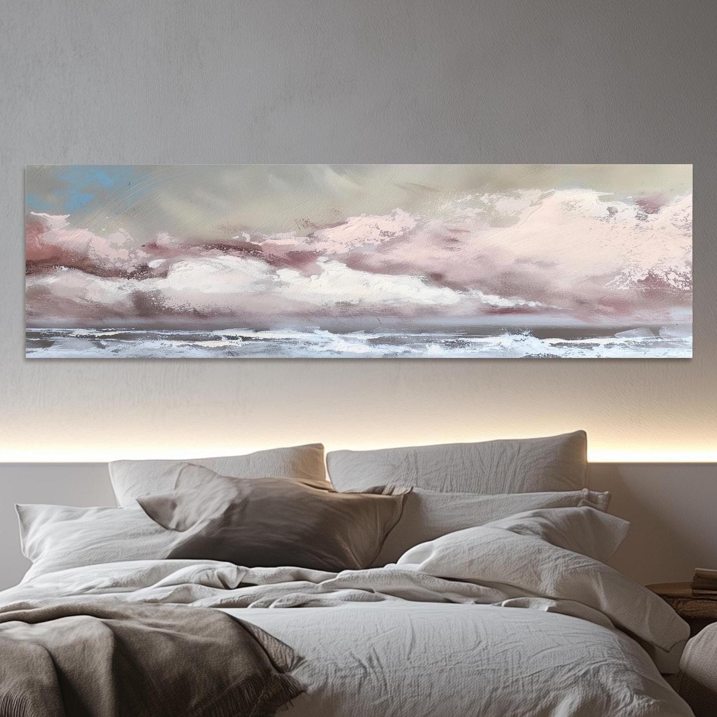 pink clouds and sea abstract art